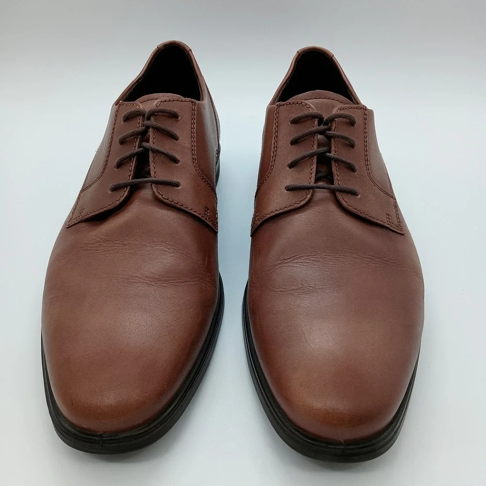 ECCO Helsinki 2.0 Mens Derby Leather Dress Shoes Cognac Brown Size 45 US 11-11.5